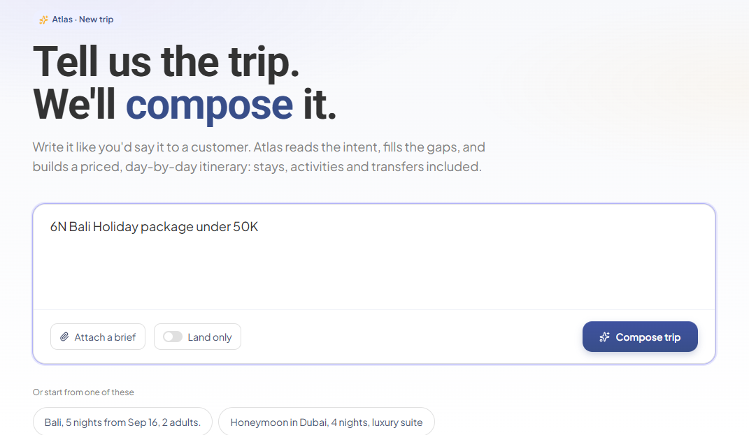Atlas itinerary builder interface